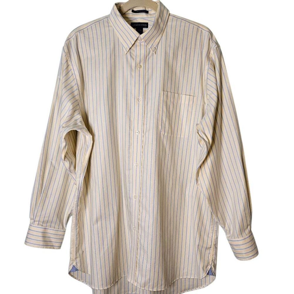Lands' End mens button down,  yellow/blue. XL. #932